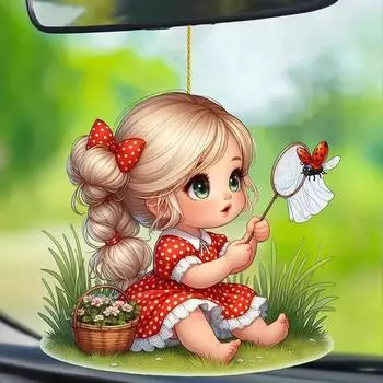 Новый акриловый плоский 2D цветок фея зеленый свежий девушка мультяшный автомобиль кулон брелок