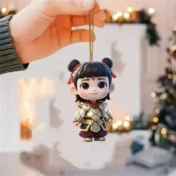 Новый акриловый плоский кот китайская анимация украшение для автомобиля рождественская елка украшение для дома кулон рюкзак брелок кулон