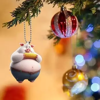 Новый акриловый плоский свиной автомобильный кулон рождественское украшение ключ мобильный телефон кулон грызть кукурузу