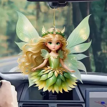 Новый акриловый плоский зеленый кулон в виде феи для автомобиля, елочное украшение, подвеска для автомобиля, брелок для ключей style 1