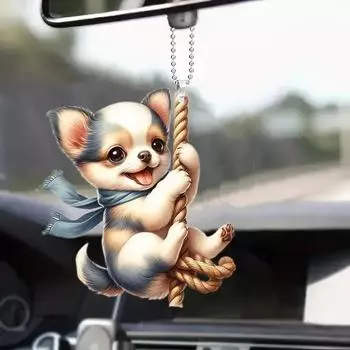 Новый акриловый самолет 2D имитация питомец собака автомобильный кулон зеркало заднего вида автомобиля милый кулон собака украшение для дома