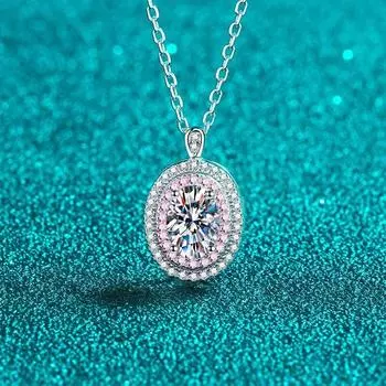 Новый элегантный 1 карат овальный муассанит ожерелье для женщин 100% стерлингового серебра 925 пробы сверкающее свадебное вечерние ювелирные изделия 1ct moissanite