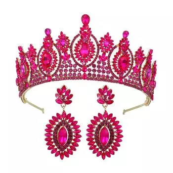 Новый элегантный, элитный, элегантный конкурс красоты, свадебный венец, свадебная повязка на голову, аксессуары для волос 16CM розы красного