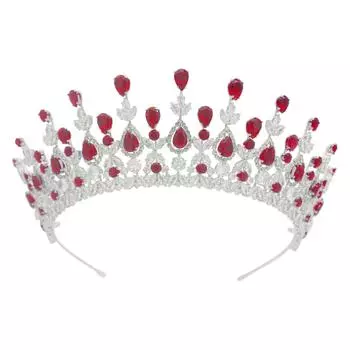 Новый элегантный высококачественный элегантный свадебный венец с бриллиантовой короной свадебные аксессуары для волос 16CM красный
