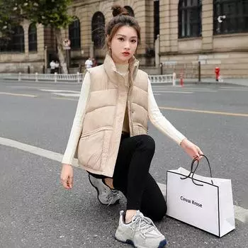 Новый элегантный женский жилет с подогревом из хлопка, женский жилет, теплый универсальный, без рукавов, осень и зима, прямая трансляция, олень, тот же стиль S (suitable for 90-55kg) чёрный