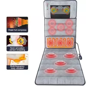 Новый электрический массажный коврик с 10 двигателями, 9 режимами и подогревом, вибрационный массажер для всего тела, спины, мышц, релаксационная терапия