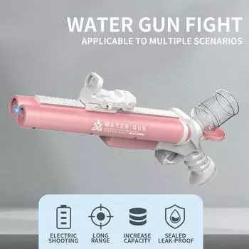 Новый электрический водяной пистолет, двуствольный пистолет, летняя забавная игрушка для бассейна, высокоскоростная стрельба по воде для детей, детей на открытом воздухе синий