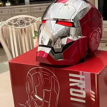 Новый электронный Железный Человек Mk5 1:1 шлем с автоматическим голосовым управлением, коллекция ролевых игр «Мстители», светодиодная игрушка, шлем Железного человека ближнего действия, подарок золотой/красный