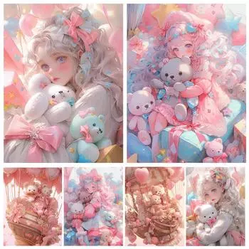 Новый алмазный рисунок мультяшная девочка и подарок полный круглый мультфильм 5D сделай сам вышитый крест мозаика украшение для дома подарок Full Round 20x30CM