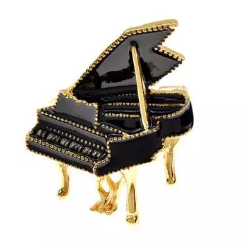Новый эмалированный штатив, брошь для фортепиано, музыкальный инструмент, дизайн ювелирных изделий, черный цвет, булавка, высокое качество