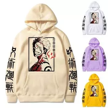 Новый аниме дзюдзюцу кайсен, мужская и женская мода, повседневная уличная одежда в стиле хип-хоп, пуловер в стиле Харадзюку XS белый