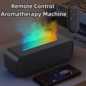 Новый аппарат для ароматерапии с имитацией пламени, пульт дистанционного управления, 7-цветная подсветка, регулировка времени, отключение звука, увлажнение, бытовой парфюм-расширитель ярко-розовый