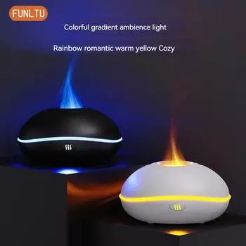 Новый аппарат для ароматерапии с пламенем, небольшой бытовой диффузор эфирных масел, ультразвуковой ароматерапевтический увлажнитель с семью цветами пламени чёрный