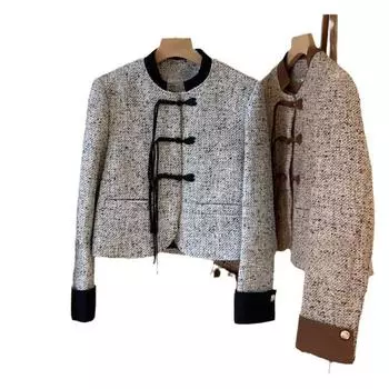 Новый аромат в китайском стиле с пряжкой, высокое качество, уникальное плетение, ретро-темперамент, красивые пальто для женщин популярны в этом году. M