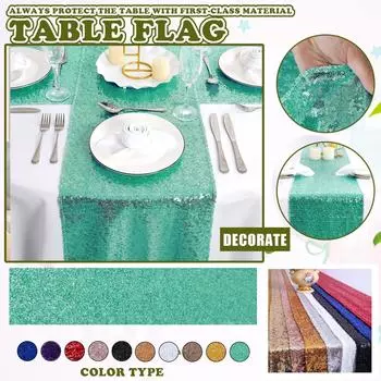 Новый атласный скатерть с блестками 30x180 см, блестящий декор для свадебной вечеринки, банкетного зала B красный