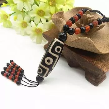 Новый этнический стиль Tianzhu Nine Eye Tianzhu Подвеска для мужчин и женщин Повседневное универсальное подвесное украшение Этнический стиль 50CM