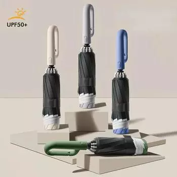 Новый автоматический зонт Buckle Creative Hook, ветроустойчивый, большой, двойного назначения, переносной складной