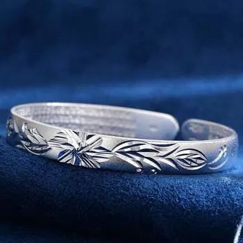 Новый автомобильный браслет с сутрой в форме цветка и сердца, женский браслет с сутрой с рисунком персикового цвета, открытый серебряный браслет лотоса в качестве подарка на день рождения для друзей Adjustable size