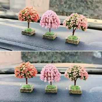 Новый автомобильный мини-елочный имитационный цветочный орнамент с квадратным основанием, аксессуары для интерьера, украшения центральной консоли, установленный растительный орнамент