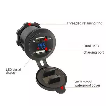 Новый автомобильный прикуриватель 4.2A автомобильное зарядное устройство с двумя разъемами USB штекер питания 12 В 24 В светодиодный вольтметр мото авто разветвитель адаптер синий