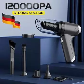 Новый автомобильный пылесос 120000PA, мини-ручной портативный пылесос для Hom, мощный беспроводной ручной вентилятор для автомобильной бытовой техники Pro серый