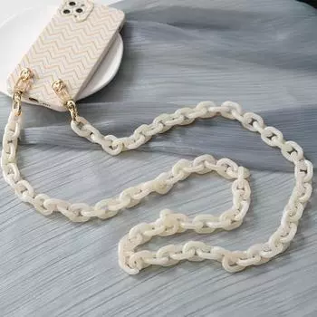 Новый аксессуар для цепочки для телефона, съемные детали, карамельный неоновый ремешок через плечо из смолы, роскошный шейный ремешок, чехол для телефона, цепочки, акриловый милый ремешок на плечо, подвесная цепочка 120CM белый