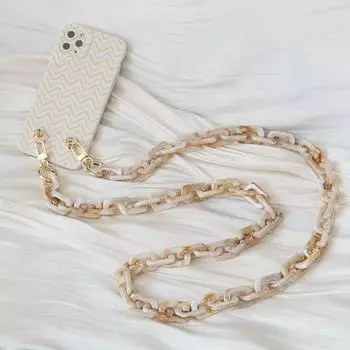 Новый аксессуар для цепочки для телефона, съемные детали, бежевый кожаный ремешок из смолы, роскошный ремешок для телефона, цепочки, акриловый ремешок на плечо, подвесная цепочка 120CM