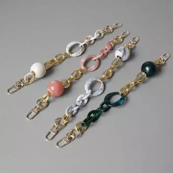 Новый аксессуар для телефона, белые акриловые смолы, бусины, браслет ручной работы, милый чехол для телефона, ремешок, женские ручки для телефона, цепочки розовый