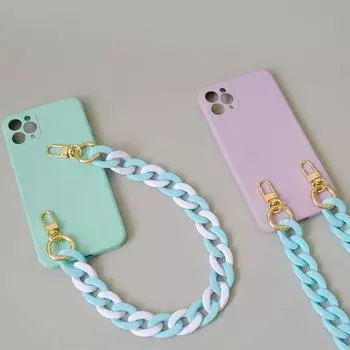 Новый аксессуар для телефона, цепочка со съемными деталями, белая подвеска через плечо, ремешок для мобильного телефона, синий чехол для телефона, цепочки, акриловая цепочка на плечо 120CM синий