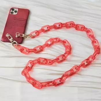 Новый аксессуар для телефона, цепочка со съемными деталями, матовая белая кожа через плечо из смолы, роскошный ремешок, чехол для телефона, цепочки, ярко-неоновая акриловая цепочка на плечо 120CM розовый