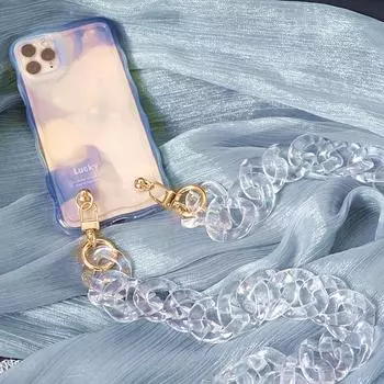 Новый аксессуар для телефона, цепочка со съемными деталями, прозрачная цепочка через плечо из смолы, роскошный ремешок для телефона, цепочки, акриловая подвесная цепочка на плечо 120CM