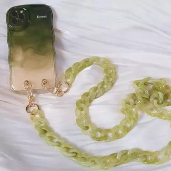 Новый аксессуар для телефона, цепочка со съемными деталями, оранжево-зеленая цепочка через плечо из смолы, роскошный ремешок, чехол для телефона, цепочки, акриловый ремешок на плечо, подвесная цепочка 120CM зелёный