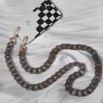 Новый аксессуар для телефона, цепочка со съемными деталями, серая цепочка через плечо из смолы, роскошный ремешок для телефона, цепочки, акриловый ремешок на плечо, подвесная цепочка 120CM