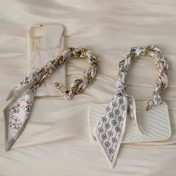 Новый аксессуар для телефона, часть цепочки для мобильного телефона, шелковый шарм, универсальный цветочный точечный принт, шейный ремешок через плечо, ремешок для смартфона, чехол для телефона, цепочки 32CM