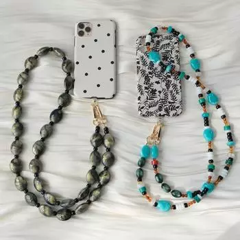 Новый аксессуар для телефона, длинная цепочка для мобильного телефона, защита от потери, универсальный ремешок для телефона с бусинами на плечо, шею, через плечо, держатель для чехла для телефона, цепочка 120CM