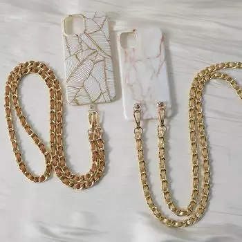 Новый аксессуар для телефона, длинная цепочка для мобильного телефона, защита от потери, универсальный металлический кожаный ремешок на плечо, шею, через плечо, держатель для телефона, цепочка 120CM золотой
