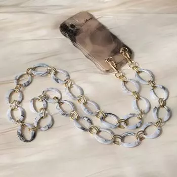 Новый аксессуар для телефона, съемные детали, цепочка, карамельный металлический роскошный ремешок через плечо, женский чехол для телефона, цепочки, акриловая цепочка на плечо 120CM синий