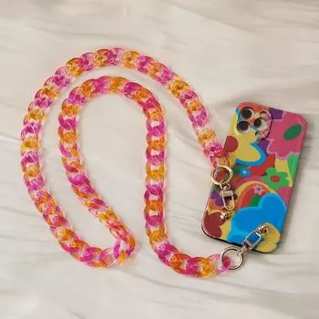 Новый аксессуар для телефона, съемные детали, цепочка, карамельный ремень через плечо из смолы, роскошный ремешок, женский чехол для телефона, цепочки, акриловая цепочка на плечо 120CM янтарь
