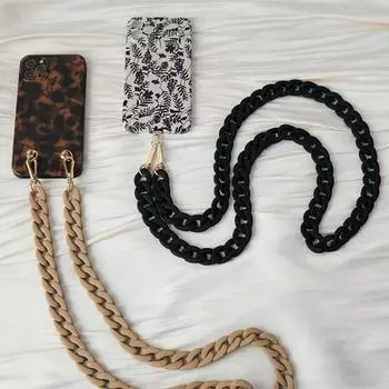 Новый аксессуар для телефона, съемный ремешок, черный матовый ремешок через плечо, длинный чехол для телефона, цепочки, акриловая подвеска на шею, однотонная цепочка для телефона 120CM фиолетовый