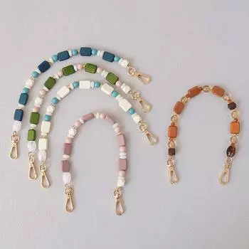 Новый аксессуар для женской сумки, красочные деревянные смоляные бусины, браслет ручной работы, акриловые цепочки для сумок, женская сменная цепочка для ручки сумки 34CM янтарь