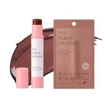 Новый бальзам для губ The Public Organic Essential Oil Colored Lip Naturally Derived Colored Lip Balm, произведенный в Японии [Упаковка 2024 г.] [Freely Brown] 100% 3,5 г