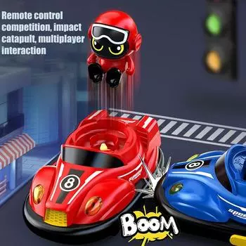 Новый бамперный автомобиль с дистанционным управлением для двух человек, гоночный автомобиль, дрифт, столкновение, катапультирование, карт, игрушка для взаимодействия родителей и детей One Size синий