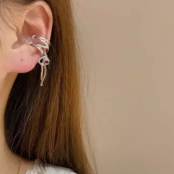 Новый бант из ленты для ушей, простой дизайн, без отверстия для уха, зажим для ушной косточки, женские праздничные украшения для вечеринок как