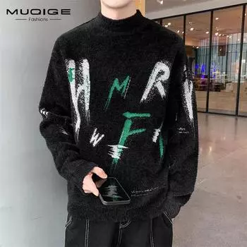 Новый бархатный мужской зимний свитер, теплый свитер с пряжкой, молодежная рубашка M серый