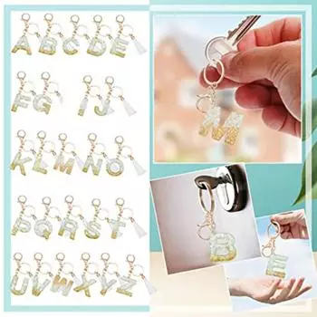 Новый белый брелок с кисточками и буквами, кристаллический клей, подвеска, европейские и американские популярные украшения, модная сумка, брелок для ключей A белый