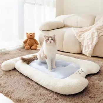 Новый белый кудрявый хвост утолщенный коврик для кошек собак и маленьких собак мягкий и утолщенный коврик-гнездо для домашних животных S: 45 * 35cm