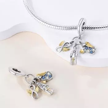 Новый белый медный серебряный кулон 925 пробы с религиозным ангелом-девственницей из трех частей, браслет-браслет с ювелирными аксессуарами своими руками