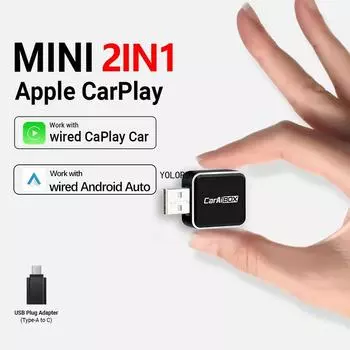 Новый беспроводной Android Auto CarPlay Small Adapter 2in1 AI Box Car Wire To Wireless USB Dongle для VW Hyundai Toyota Honda чёрный