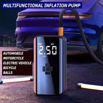 Новый беспроводной автомобильный воздушный насос 150PSI, портативный автомобильный насос для накачивания шин, электрический автомобильный насос высокого давления с двойным турбонаддувом, немецкий мотор с шумоподавлением Standard model чёрный
