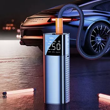 Новый беспроводной интеллектуальный автомобильный воздушный насос, небольшой портативный автомобильный насос для накачивания шин, зарядки, освещения, точного давления, аварийного освещения чёрный